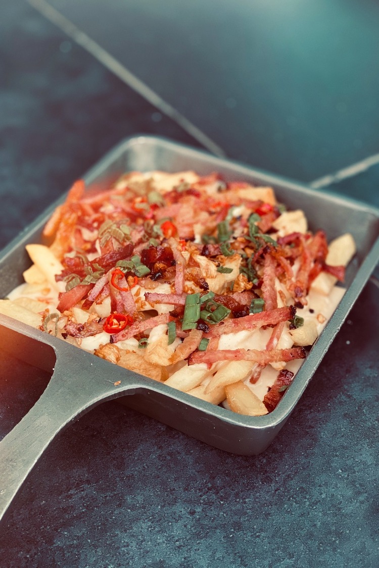 Bacon Recipe - Pan Fried French Fries with Bacon and Red Peppers