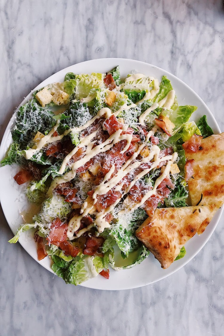 Bacon Recipe - Caesar Salad with Bacon and Cheese