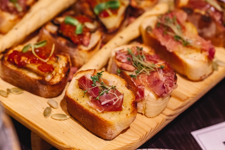 Bacon Recipe - Toasted Garlic Butter Bread with Bacon Strips and Alfalfa Sprouts