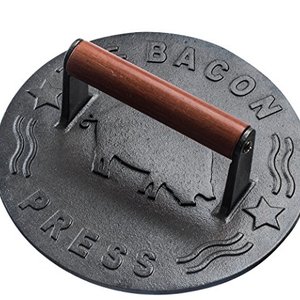 Bellemain Cast Iron Grill Press with Heavy-Duty Bacon Press With Wood Handle